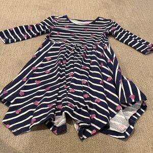 Gymboree Navy and Pink Heart Striped Dress